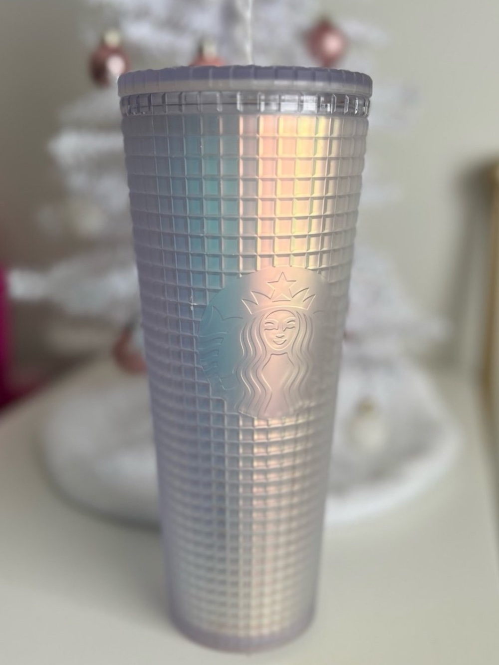 Starbucks Iridescent Grid Tumbler - Lavender Pearl Holographic